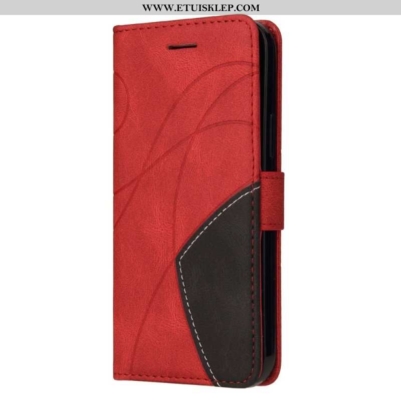 Etui Folio do Xiaomi Redmi Note 12 5G z Łańcuch Dwukolorowy Pasek